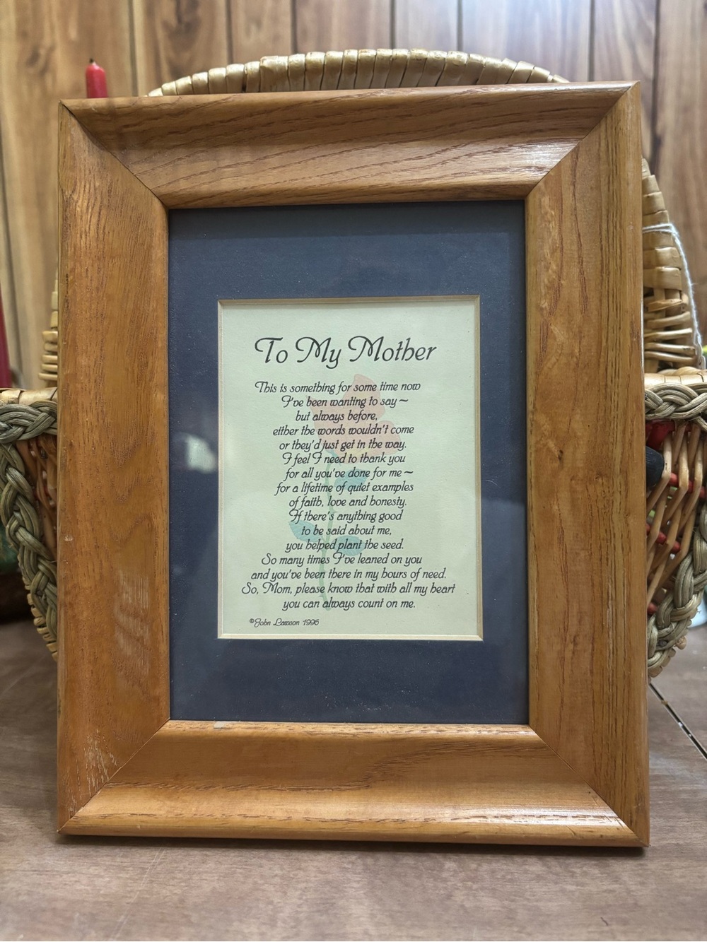 Wood Finish Picture Frame with Navy Mat - Mother Tribute